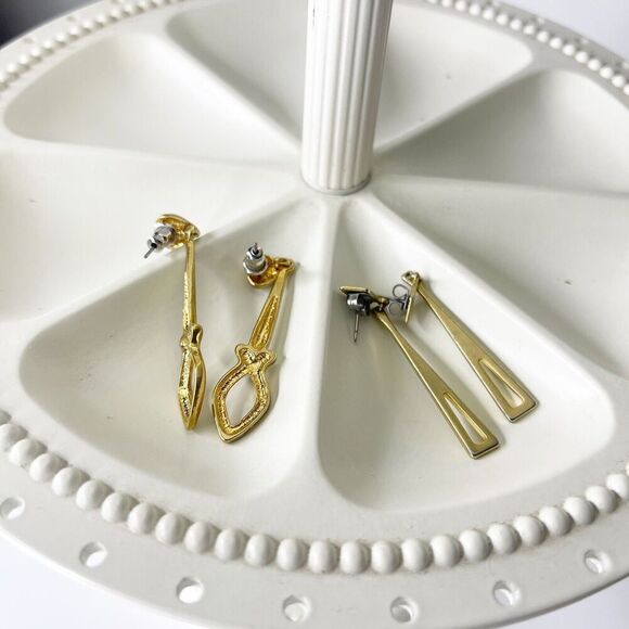 Vintage Avon Earrings Lot of 2 Pairs Gold Tone Drop Hanging Heart Diamond 80s - Picture 8 of 16